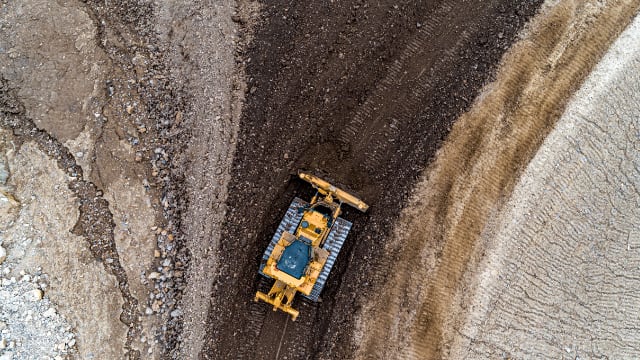 Aerial view of bulldozer at Buckland