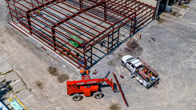 Quality Carriers aerial shot of steel framework
